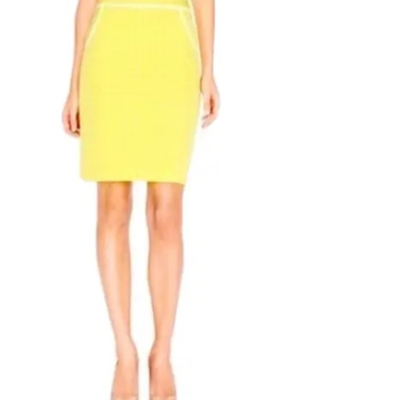 The Limited Polka Dots Embroidered Pencil Skirt in Lemon Yellow Size 6 - Picture 2 of 7